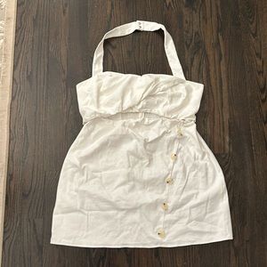 BNWT Anthropologie White Linen Blend Mini Halter Dress